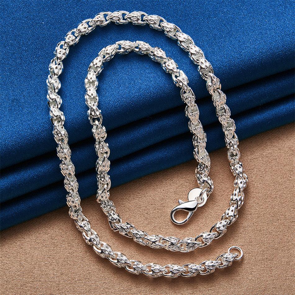 925 Sterling Silver Exquisite Openwork Braided Necklace for Men Women Fashionable Elegant Party Wedding Jewelry