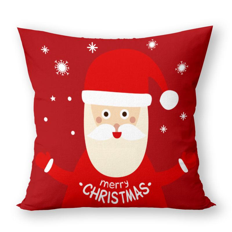 Christmas Pillow Super Soft Printed Christmas Santa Claus Cushion Festive Square Waist Pillow Case