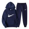Suéter de fleece cruzado para homens e mulheres, dois conjuntos esportivos casuais, moletom com capuz de marca da moda, calças de moletom estampadas