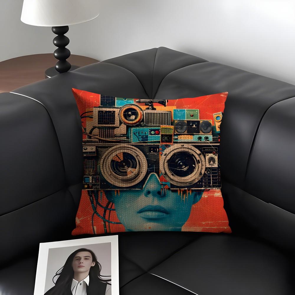 

Retro Poster Luxury Cushion Cover Natural Linen Organic Fabric DoubleSided Printing Sofa Home Decor Gift Pillow Case 30x30cm