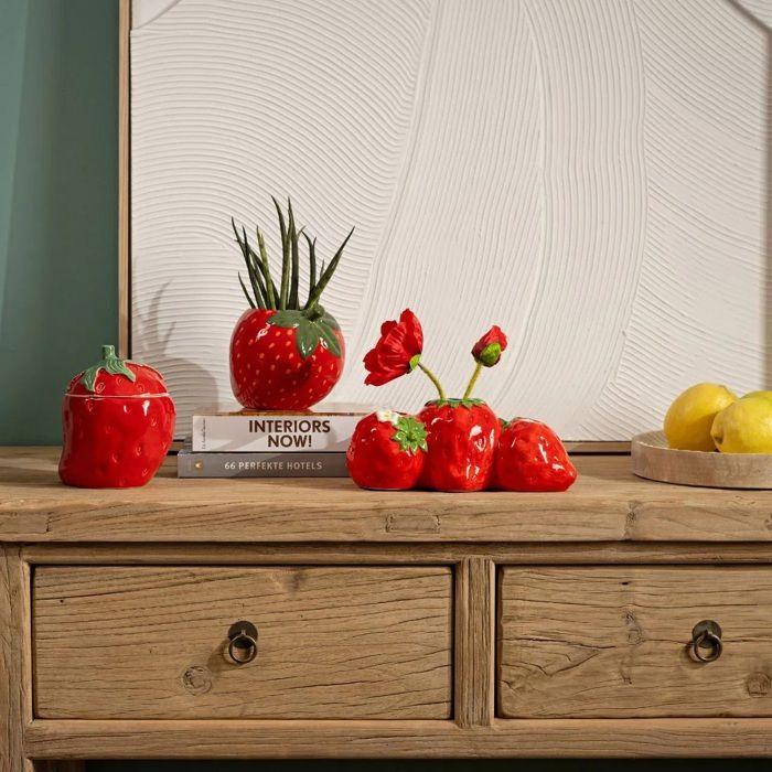 Vase 3 trous Fraises 24x10x10 cm