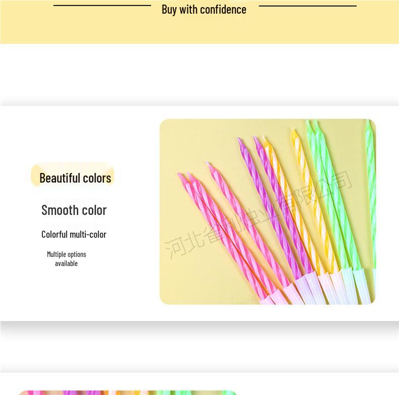 Smokeless Spiral Birthday Cake Candles - Colorful Crystal Design with Free Shipping