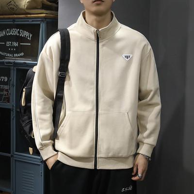 High-End Trendy Brand Sports And Leisure Men'S Cardigan Sweater Loose Large Size Japanese Retro Heavy Stand-Up Collar Jacket