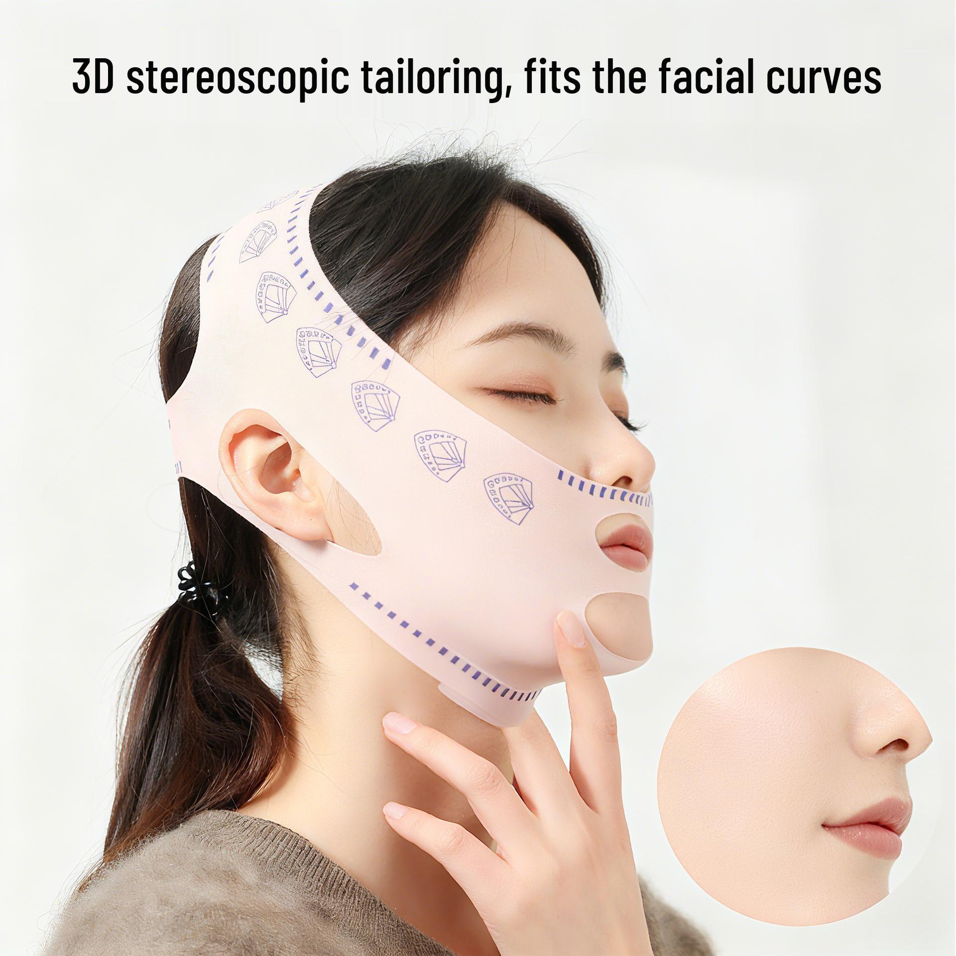 

V-Face Slimming Band: Lift & Tighten to Reduce Double Chin and Nasolabial Folds, Improve Sleep, and Sculpt Facial Contours. Pink [No Pattern] Single Piece