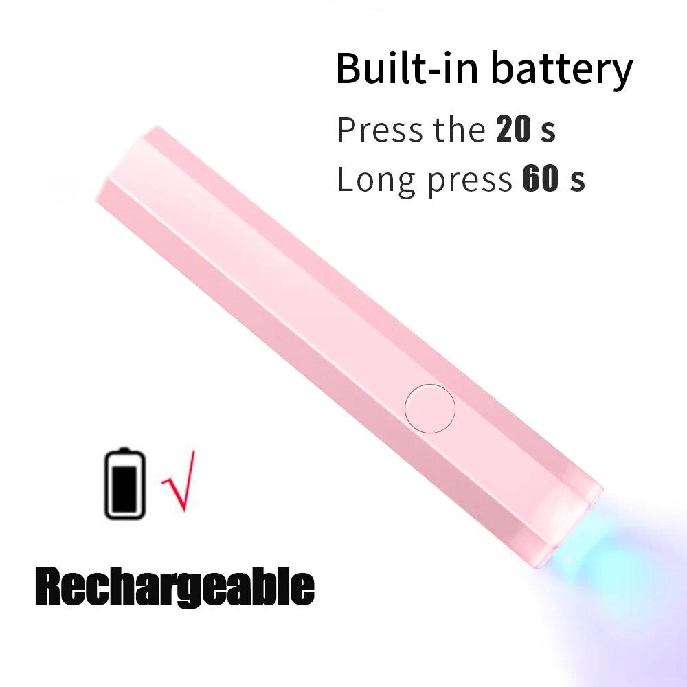 

Portable Handheld Mini Nail Lamp For All Gel Polish Quick Dry USB Nail Dryer Machine UV LED Nail Lamp Mini Flashlight Pen USB розовый