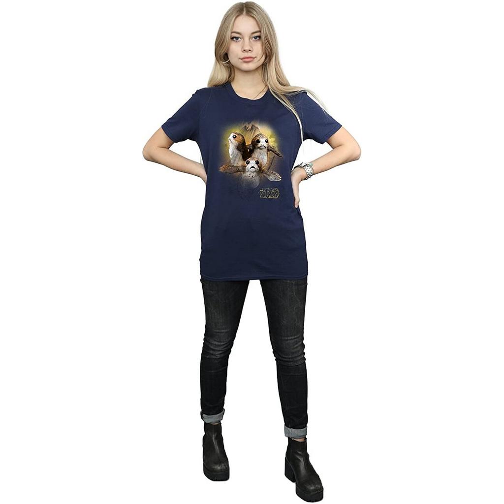 Stjärnornas krig: The Last Jedi Womens/Ladies Porg Pojkvän T-shirt i borstad bomull