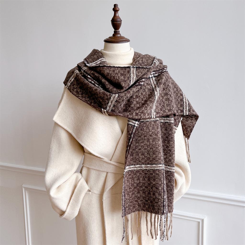 Luxury Winter Plaid Scarf for Women Men British Style Cashmere Scarves With Tassel Designer Female Winter Warm Neck Scarf Shawl