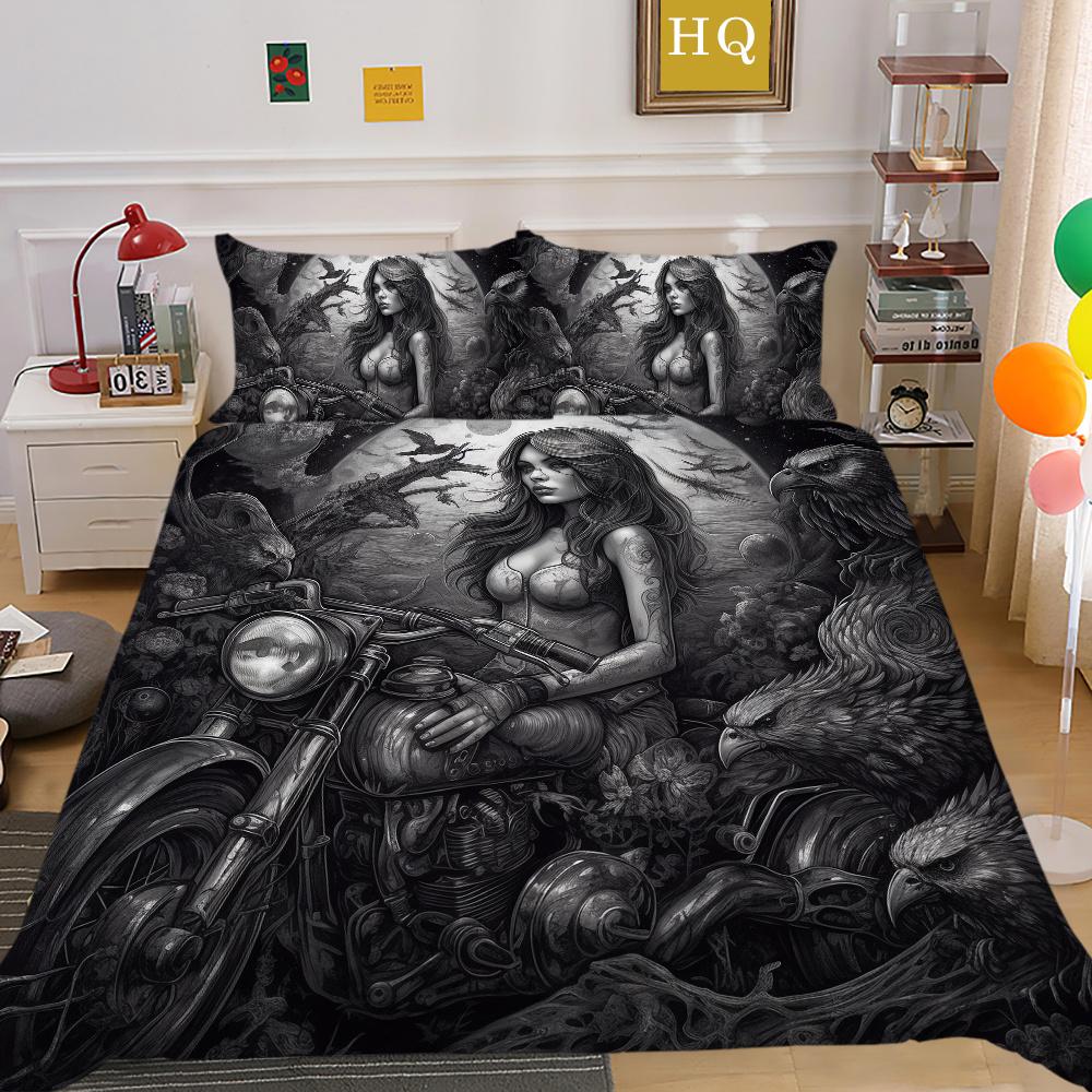 Beauty Skull Printed Comforter Cover Set Twin Size Polyester Bedspreads Man Fashion Design Duvet Cover Set