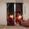Set Of 2 Red Rose Wine Glass Candle Curtains Fashion Suitable Bedroom Living Room Dorm Curtain Polyester Ideal For Great