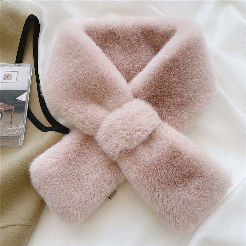 Korean Style Plush Scarf for Women - High-End Autumn Winter Neck Warmer & Gaiter