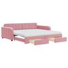 VidaXL Lit de jour avec gigogne et tiroirs rose 100x200 cm velours 3197011