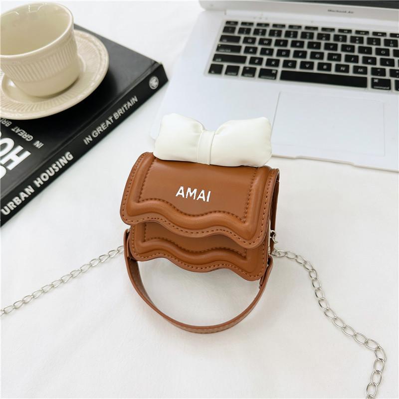 Cute Mini Bow Girl Pu Leather Versatile Single Shoulder Crossbody Coin Purse