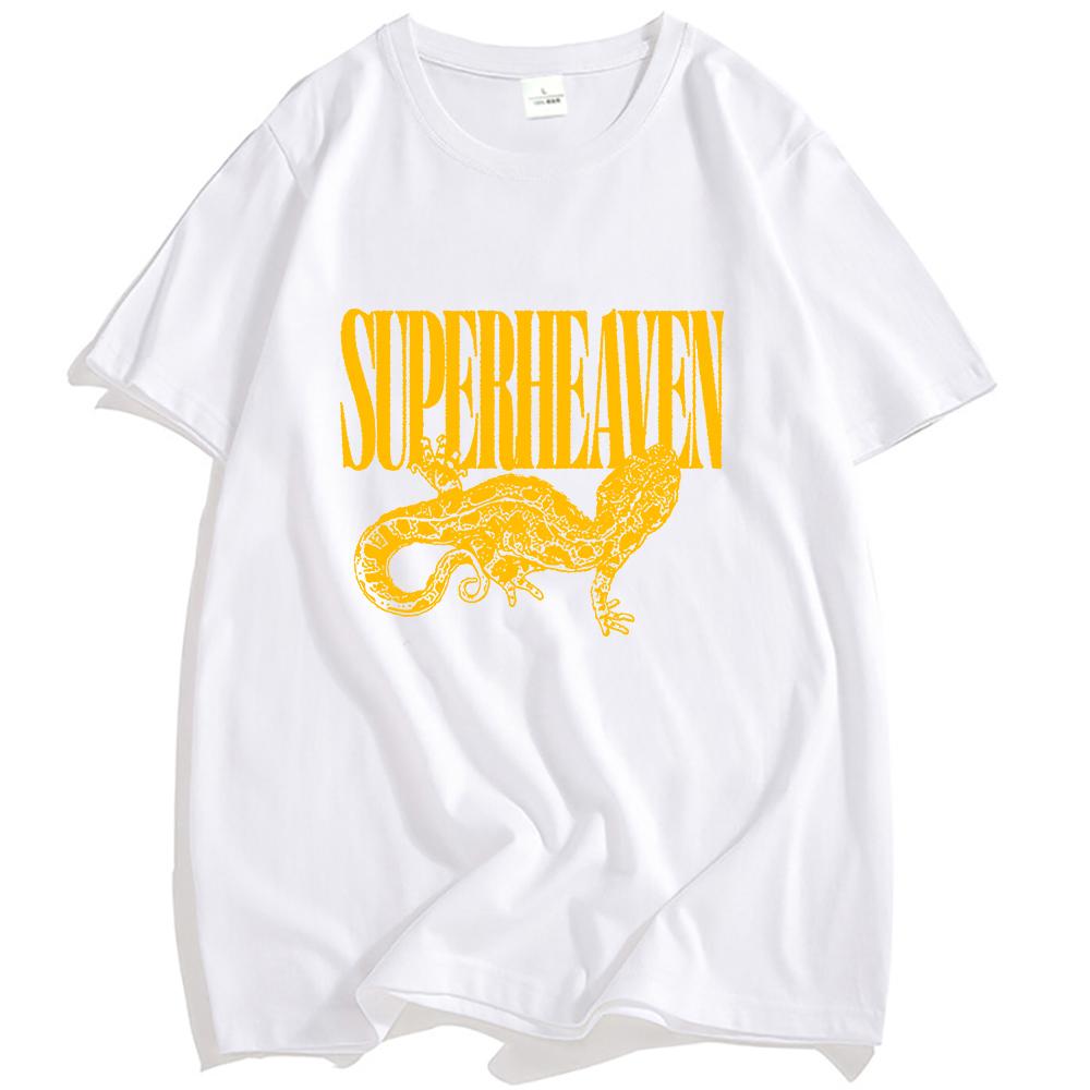 

SUPERHEAVEN Salamander Tee Summer Men Women Clothing Short Sleeve Cotton T-shirt Rock Band Hip Hop Streetwear Print Shirt XS белый