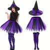 Halloween Party Festive Witch Hat Striped Stockings Trouser Set Hat Set