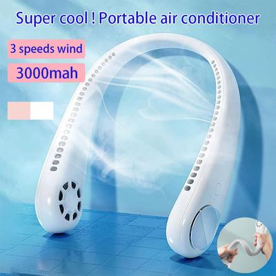 Portable Hanging Neck Fan Mini Electric Wireless Fan USB Rechargeable Bladeless Mute Fans Air Conditioning Cooler for Sports Fan