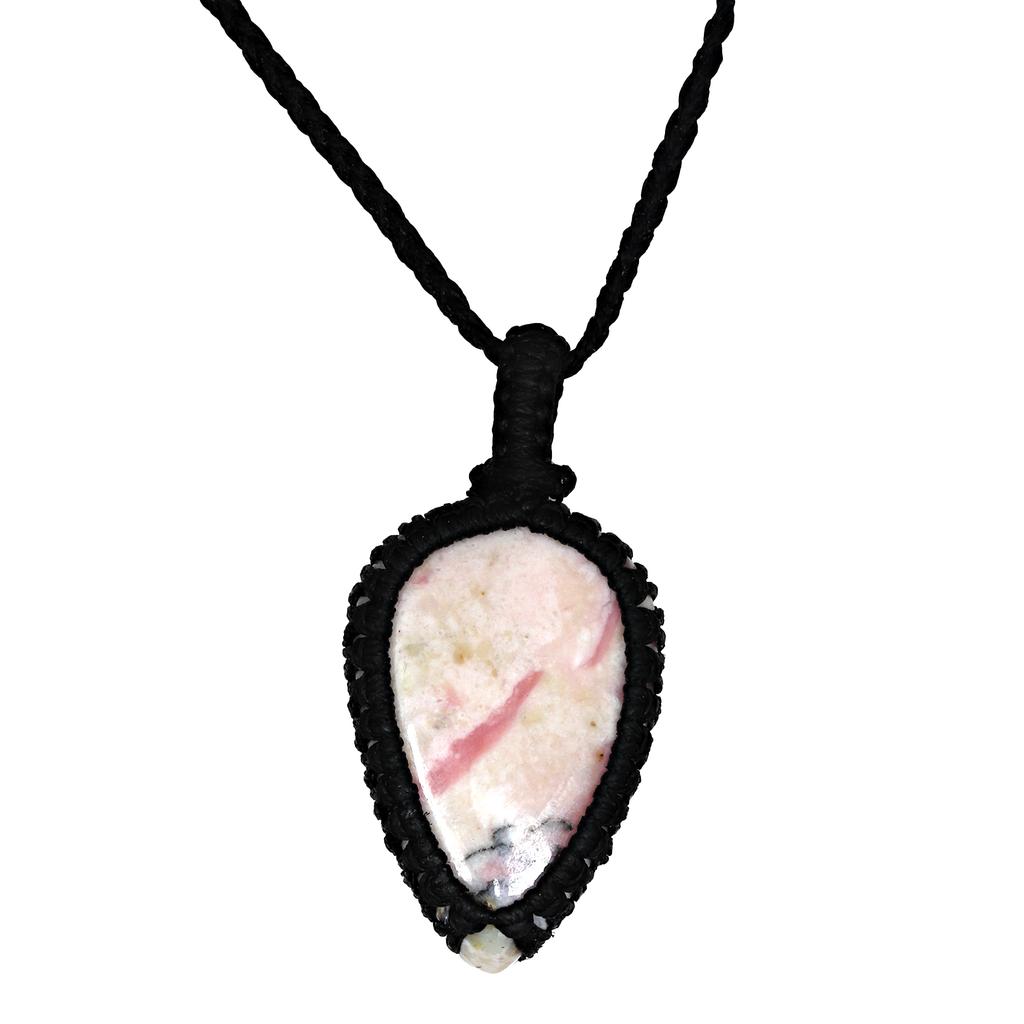 Macrame Pink Opal Thread Gemstone Handmade Jewelry 20-36''Ad Ethnic Necklace