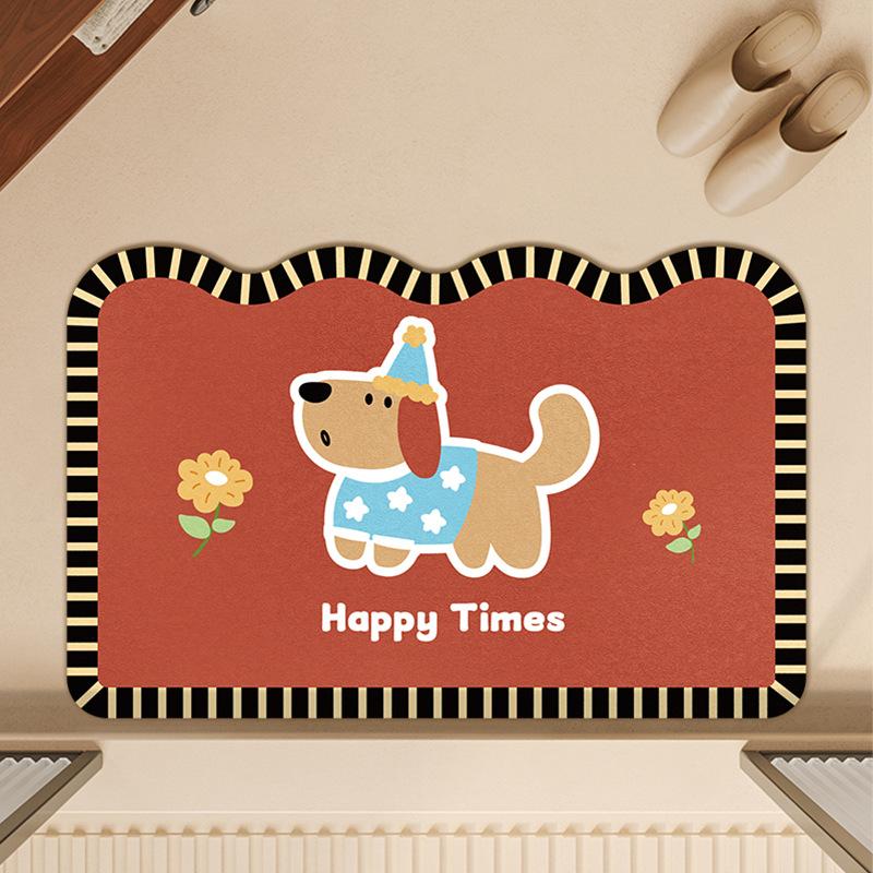 Cartoon Dog Bathroom Floor Mat, Special Diatom Mud For Bathroom, Water-Absorbing Non-Slip Foot Pad, Dirt-Resistant And Quick-Drying Ground At The