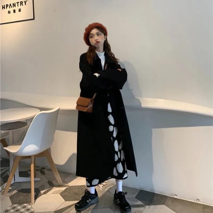 Korean Style Women s Mid-Length Woolen Coat - 2025 Autumn/Winter Trendy, Loose, Versatile, Petite Jacket M