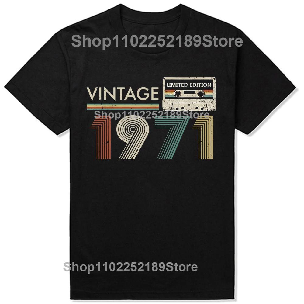 Vintage 1971 Begränsad Upplaga 54-årspresent Musik Kassett T-shirts Grafisk Streetwear Kortärmad Födelsedagspresenter T-shirt Herr