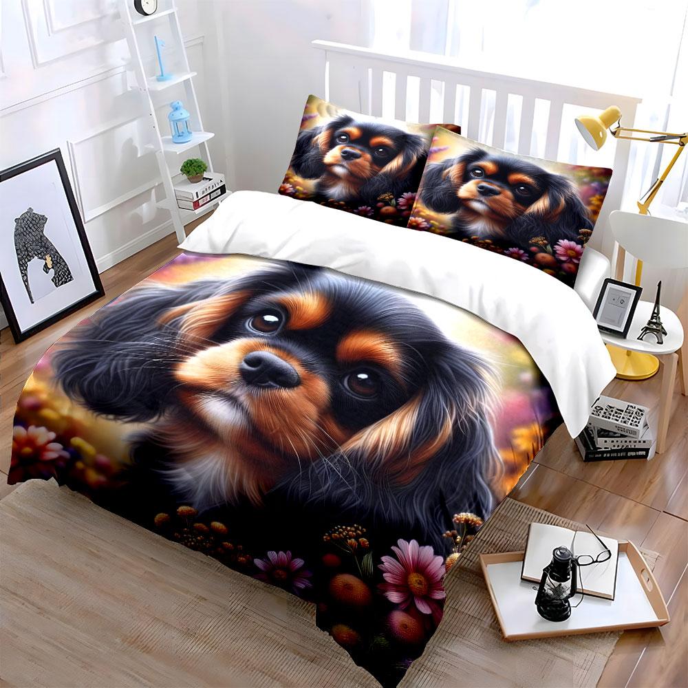 Floral-Themed Pet Accessory Set Exquisite Three-Piece Bedding Set Gift For Kids And Adults
