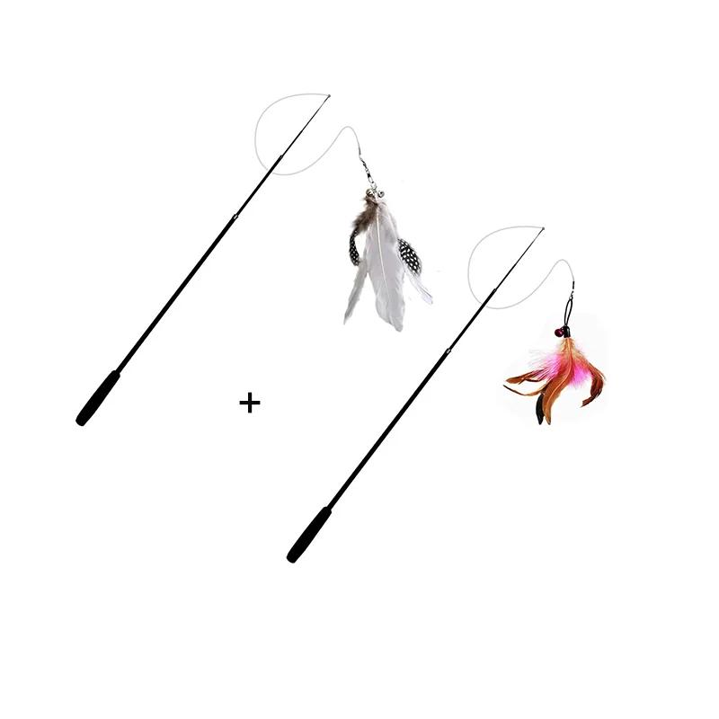 1.8m 4-Section Telescopic Carbon Fiber Cat Teaser Wand, Super Long Scratch Resistant Fishing Rod Feather Interactive Kitten Toy