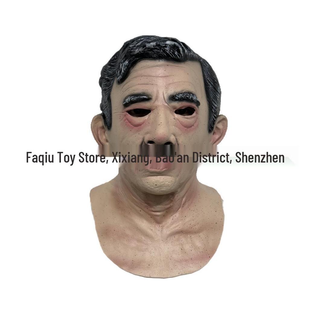 Gränsöverskridande Latex Mask för Äldre Person: Halloween Mänskligt Ansikte Peruk Huvudbonad