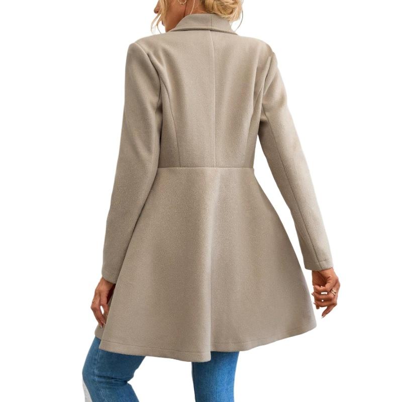 European and American-style Stylish Long Coat for Women, Fitted Design, with A Collar, Suitable for Autumn and Winter.