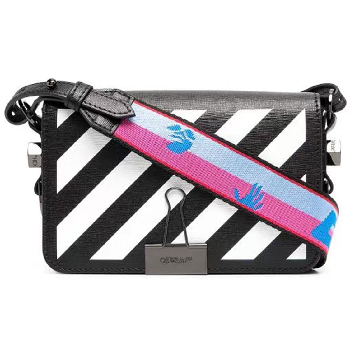 New OFF WHITE Diag Leather Shoulder Bag Crossbody Bag Mini Women s Black White OWNA038R21LEA0011001 17041109CM 64980₽