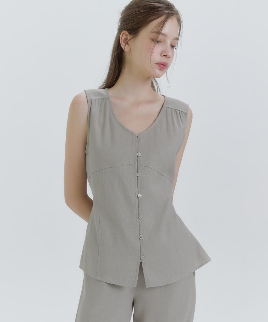 MICANE Noor Linen Sleeveless Blouse-Pants Set