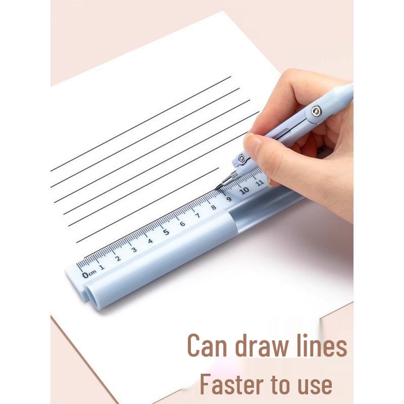 Multifunctional Three-in-One Compass, Ruler & Pencil Set for Students