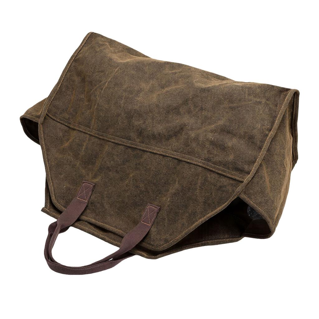 Firewood Carrier Canvas Tote Bag for Outdoor Portable Log Hauling with Protective Gloves Easy Clean Foldable Storage