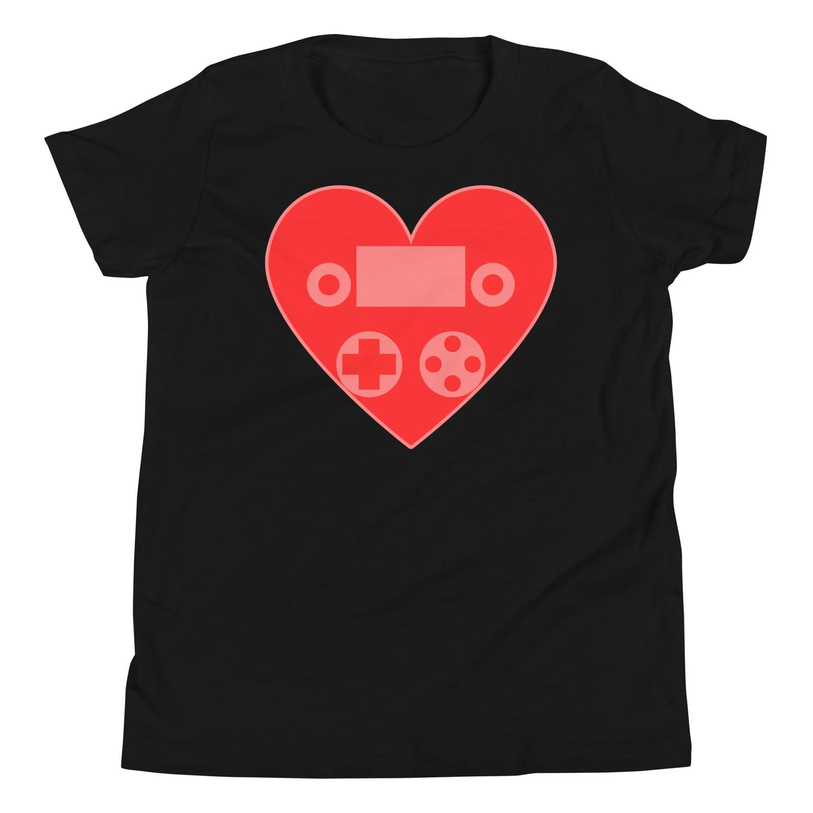 

Valentines Day 2025 Heart Gaming Video Game Controller Gamer Youth T-Shirt 140