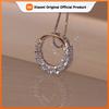Huitan Delicate Circle Shape Pendant Bridal Wedding Necklace Silver Color Shiny CZ Elegant Timeless Style Women Necklace Jewelry