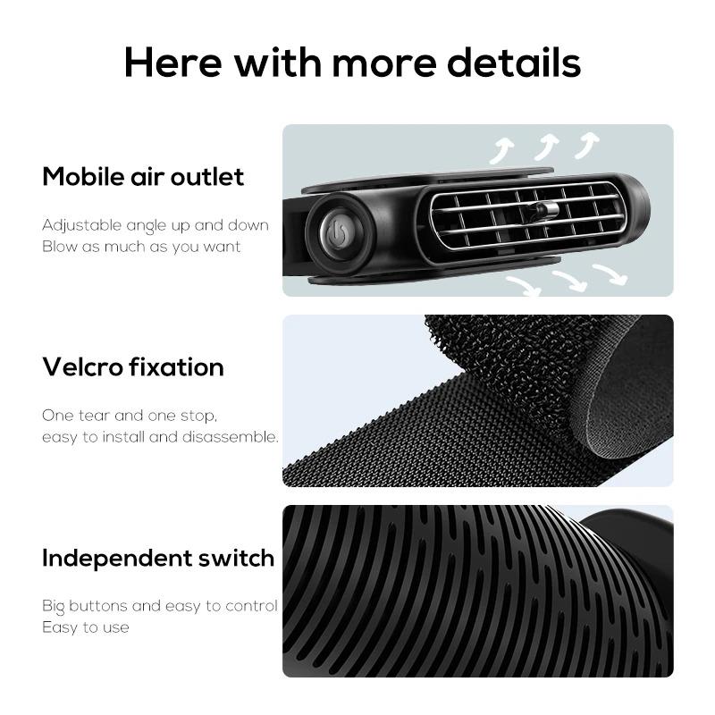 Car Headrest Neck Seat Mini Fan Cooling High Wind Power USB Air Aan 3 Speed Adjustable Wireless Car Back Summer Car Accessories