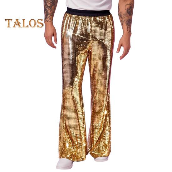 

Мужские расклешенные брюки с пайетками, блестящие брюки в стиле хип-хоп-диско, широкие брюки в стиле ретро с эластичной резинкой на талии для выступлений на сцене, ночных клубов, баров, танцев XXL золотистый
