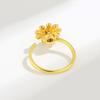 Adjustable Open Rotating Zircon Flower Ring For Women Elegant Temperament Finger Ring