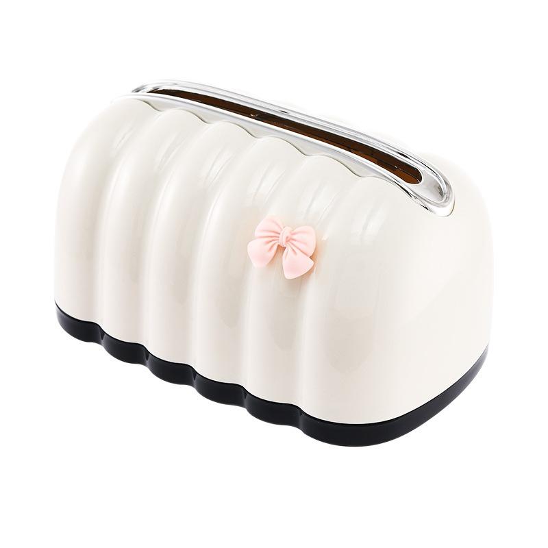 Cream White High-end Napkin Paper Cardboard Box Bread Spring Tissue Box Household Portable