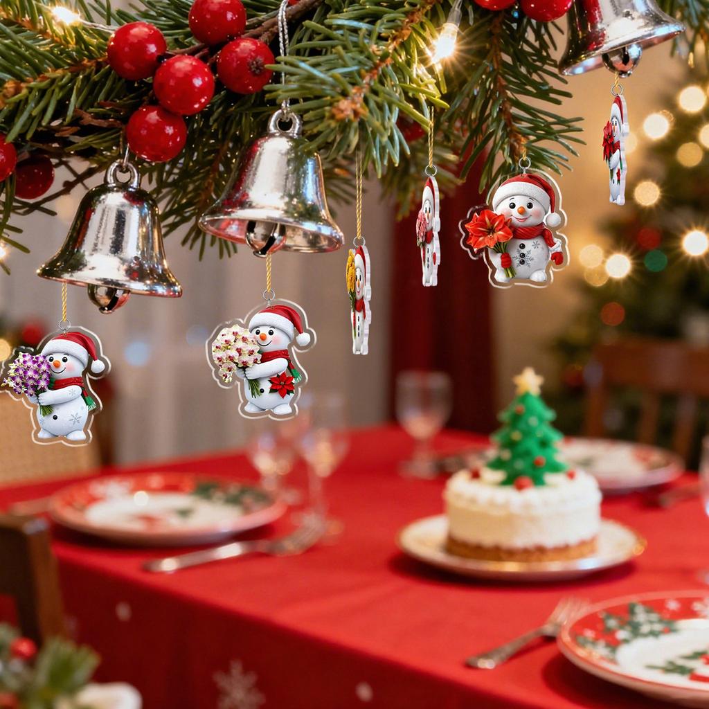 Christmas Advent Calendar, 24 Day Advent Calendar, Includes Snowmen And Santa Hats, Multi-functional Christmas Ornaments, 2D Hanging Gift.