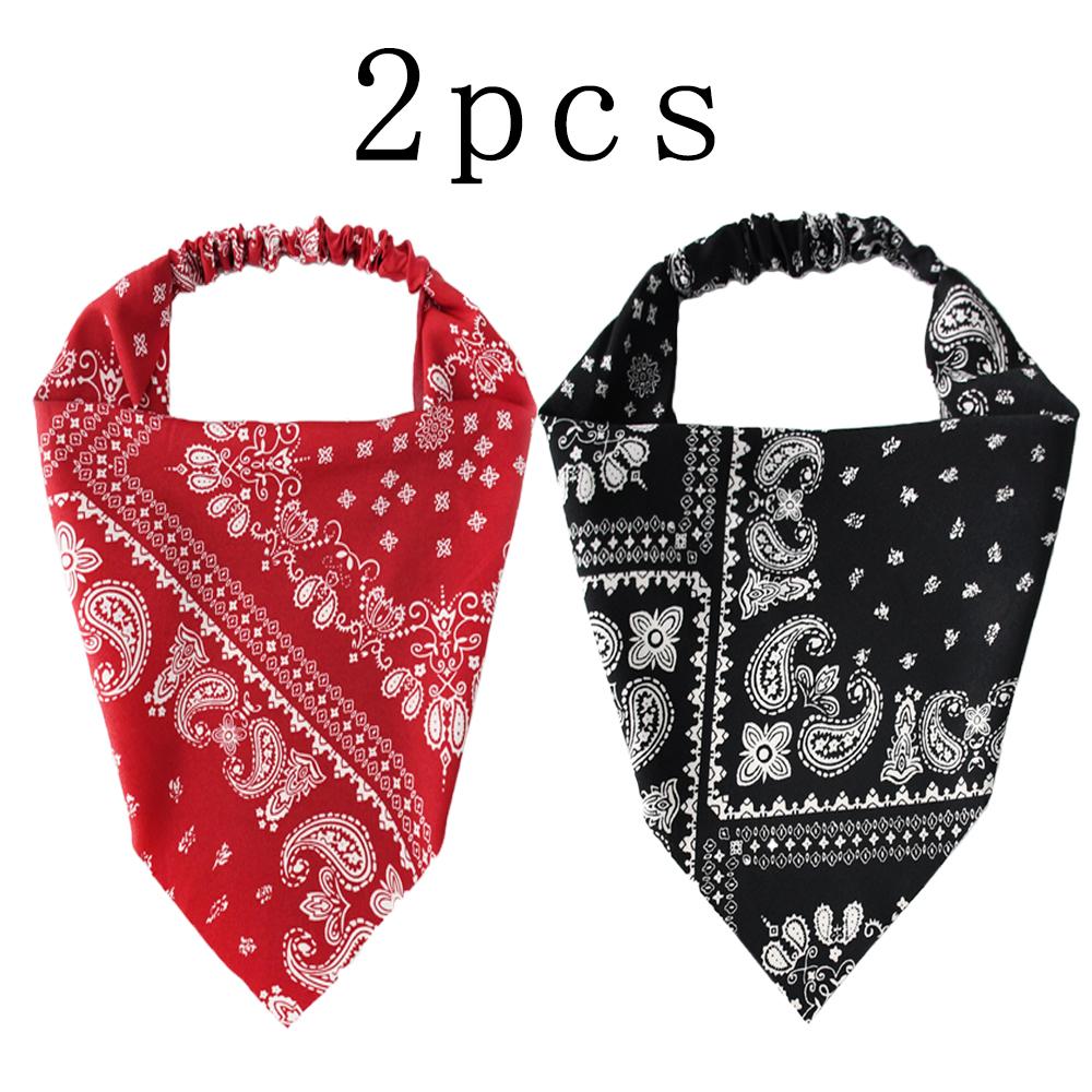 

2pcs Solid color headscarf for women, vintage triangular scarves, elastic gauze headbands, hair accessories for girls
