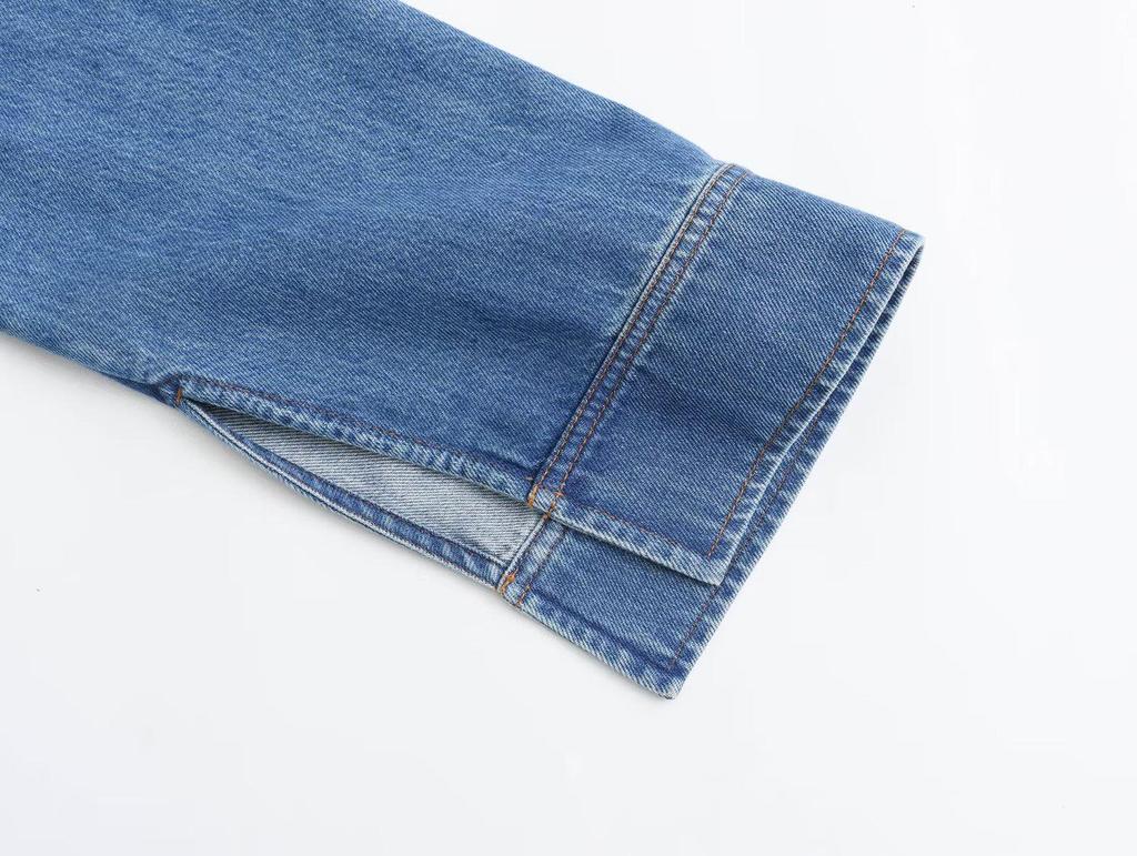 2024 Sommer Damen Gewaschenes Blaues Denim Lockeres Hemd und Jeans Set