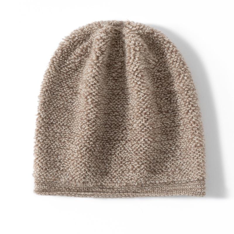% Cashmere skin-friendly hat thickened men's and women's cold hat autumn and winter warm bag head knitted hat