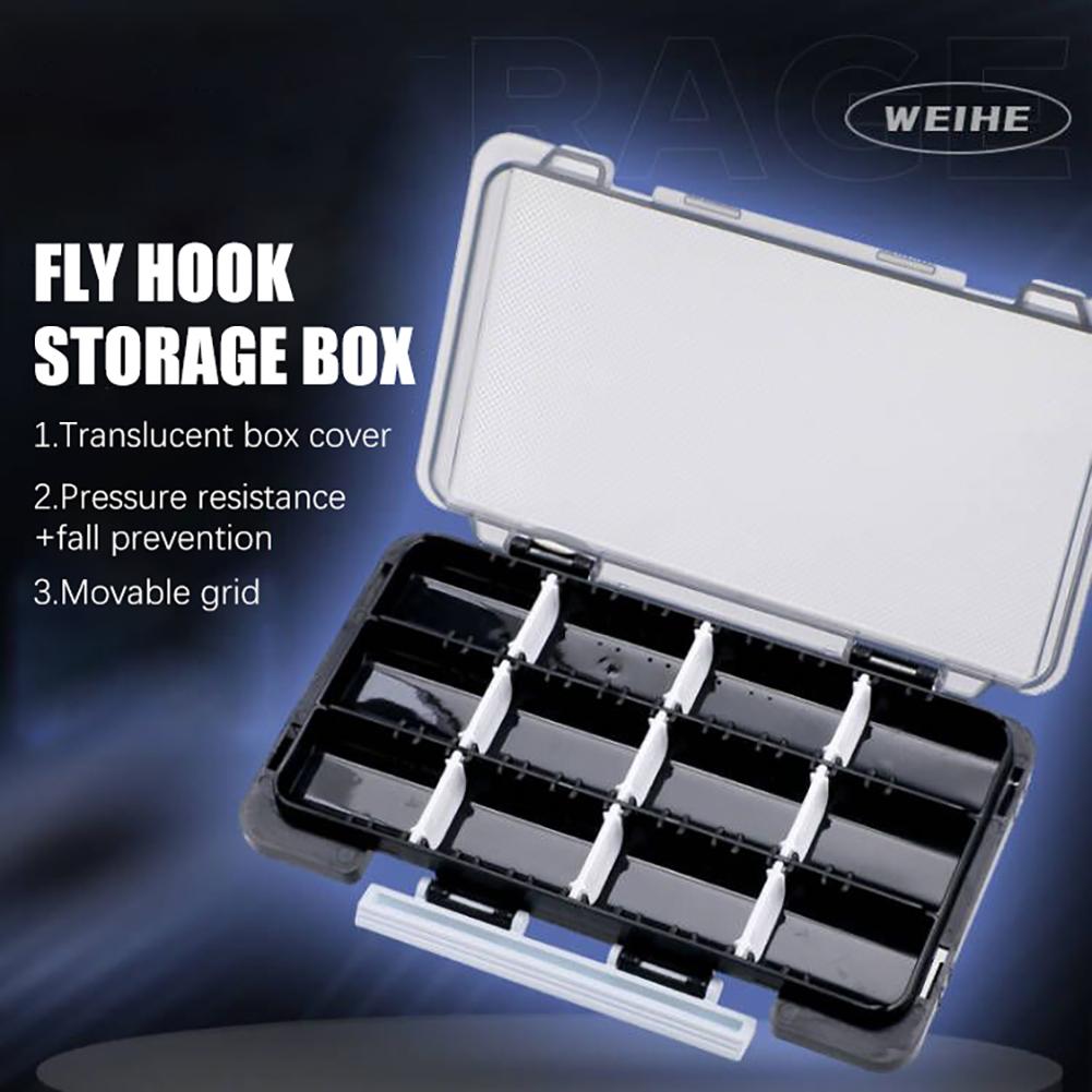 Fishing Tackle Box Portable Fishing Accessories Lure Hook Storage Case 12 Compartments Removable Fishing Tool Organizer Boxes