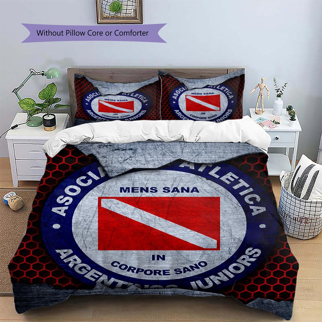 Argentinos Juniors Pattern Bedding Quilt Set Home Decoration Gift (1 * Duvet Cover + 2 * Pillowcase Without Core)