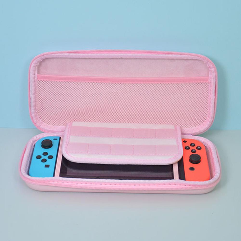 For Nintendo Switch/Switch OLED Pink Cat Claw Protective Travel Carry Bag with Mesh Pocket EVA Cute Hard Carrying Case