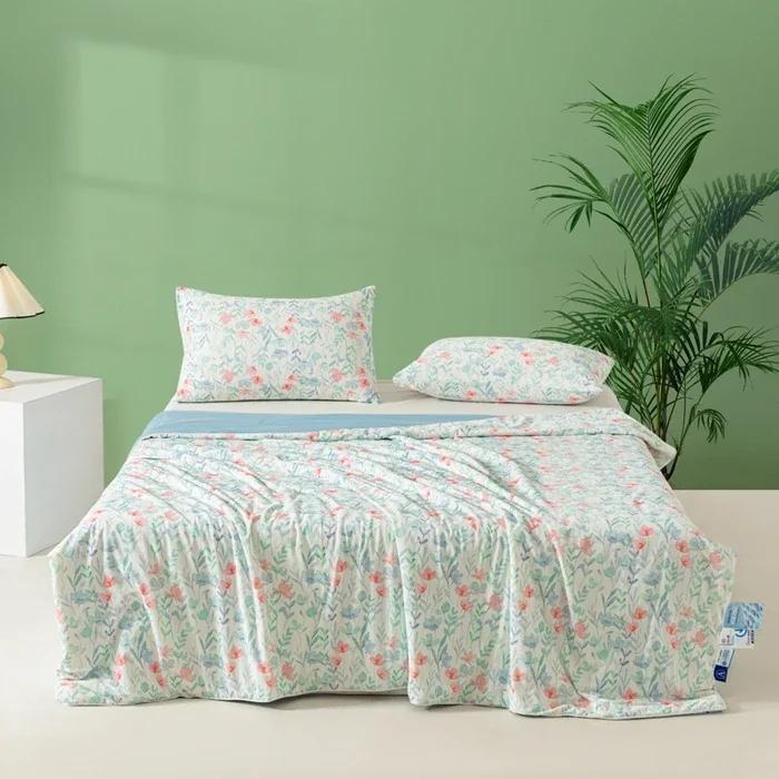 

Cooling Blankets Flower Printed Smooth Air Condition Cool Comforter Lightweight Summer Quilt (NO Pillowcase) 150x200cm 1pcs