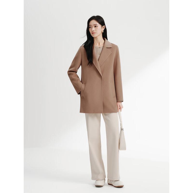 JUZUI Women's Classic Lapel 100% Wool Coat