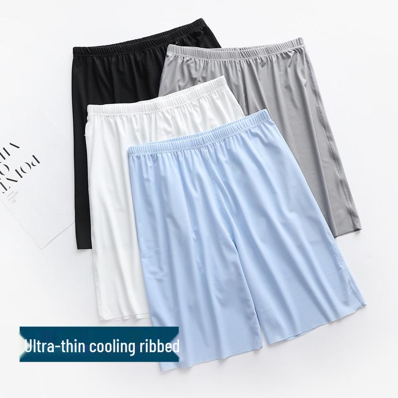 Men's Summer Ice Silk Pajama Pants, Plus Size, Lightweight, Loose-Fit, Five-Point Shorts