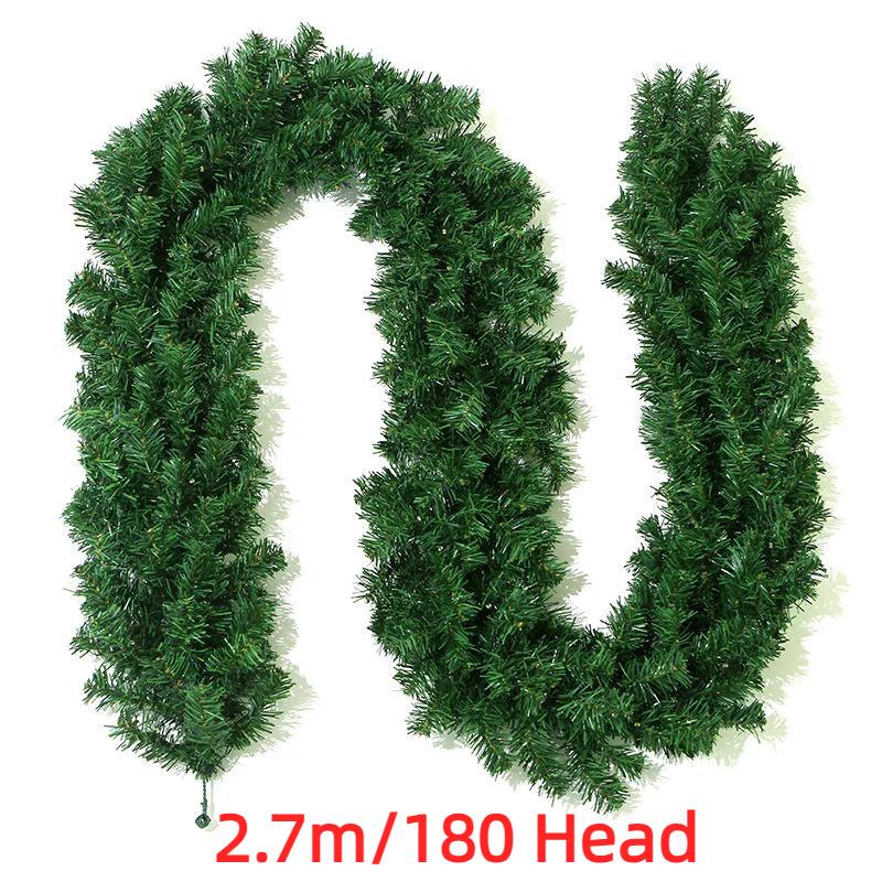 2.7M Artificial Christmas Pine Garland Reusable PVC for Holiday Stair Mantel Farmhouse Rustic Style Decor