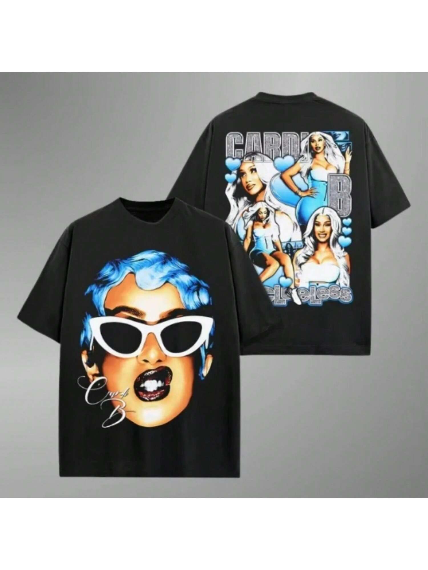 

2025 Summer New CARDIB BIG FACEY2K Top T-Shirt Flat Print Large Size Crew Neck Short Sleeve Casual Men s And Women s T-Shirt XXXXXL