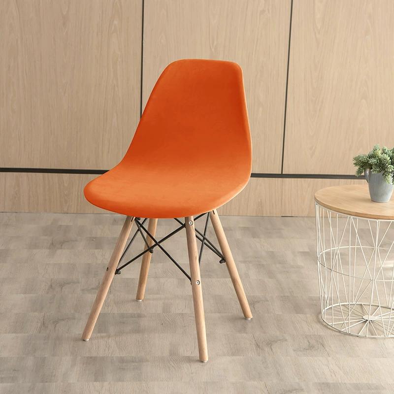 Velvet Shell Chair Cover Solid Color Stretch Armless Chair Covers Elastic Dining Seat Cover Home Hotel Party Banquet Wedding